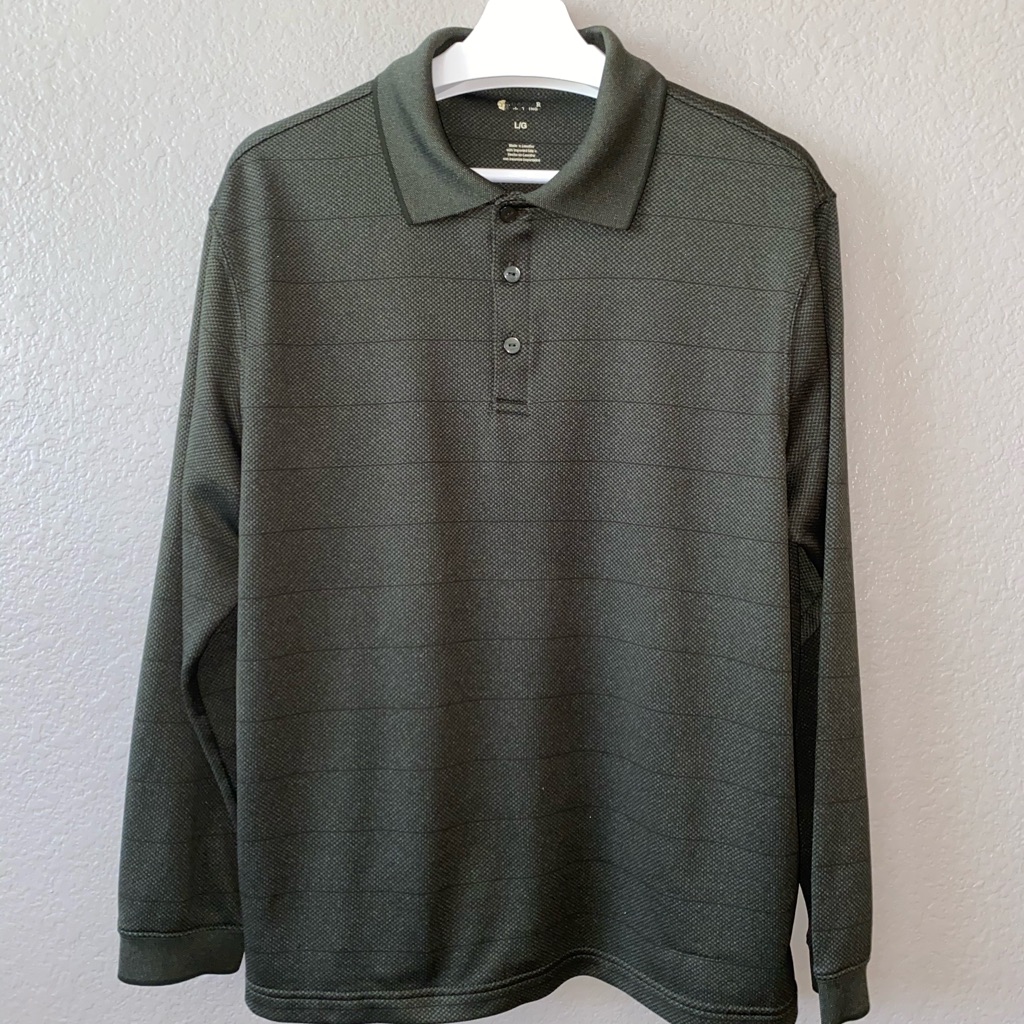 Haggar Men’s Casual Pullover Polo Ls, Dark Green